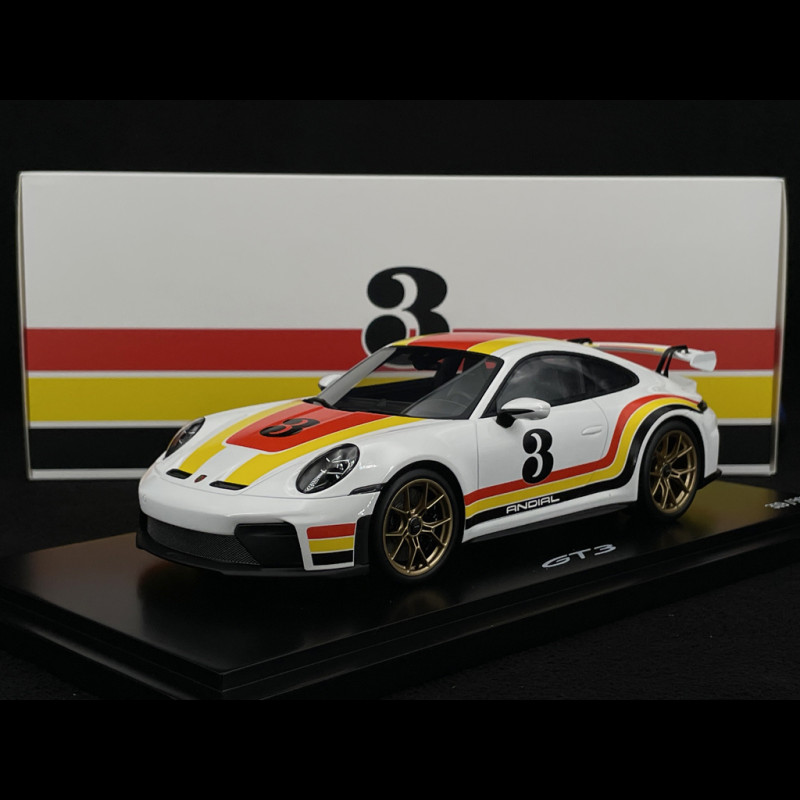 Porsche 911 GT3 Typ 992.2 2025 Andial-Lackierung Weiß / Rot / Gelb 1/18 Spark WAP02154526GT3