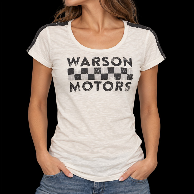 Warson T-shirt Motors Schachbrett Weiß 22-800 - damen