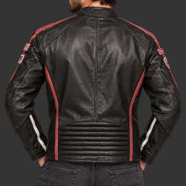 Daytona Lederjacke Schwarz / Rot - Herren