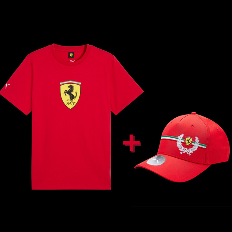 Ferrari T-Shirt und Ferrari Cap F1 Team Leclerc / Hamilton