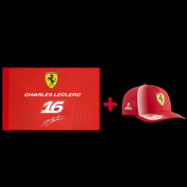 Charles Leclerc Fan Pack Ferrari Flagge and Ferrari Cap F1