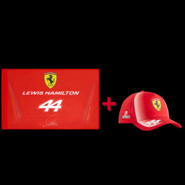 Lewis Hamilton Fan Pack Ferrari Flag and Ferrari Hat F1