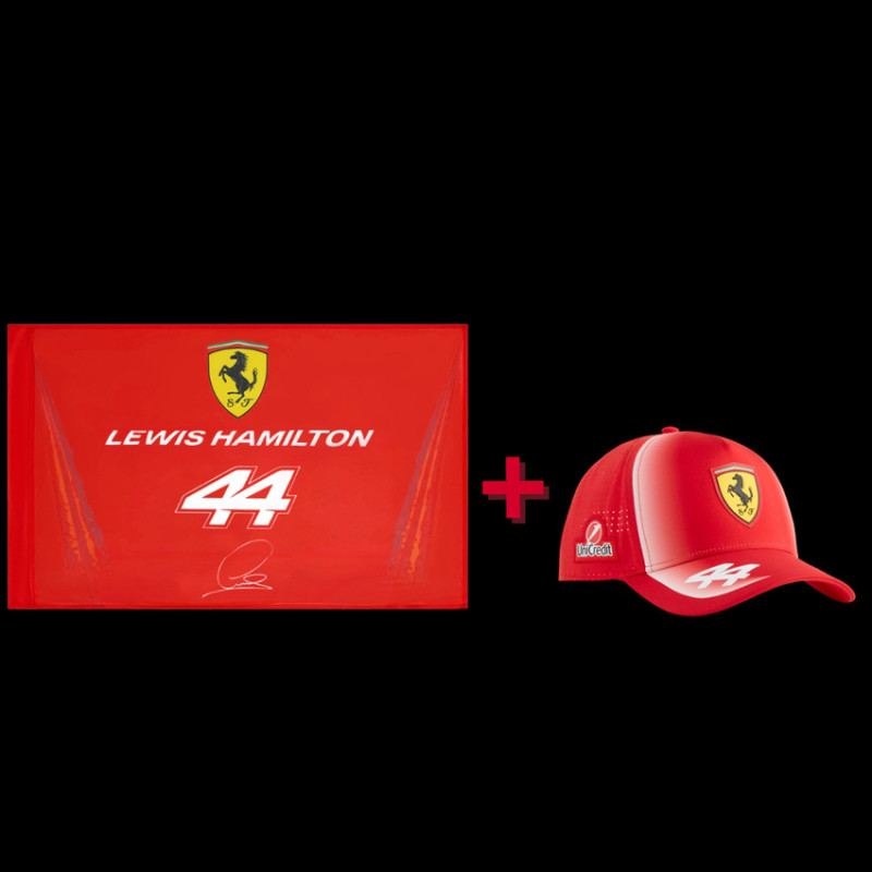 Lewis Hamilton Fan Pack Ferrari Flagge und Ferrari Cap F1