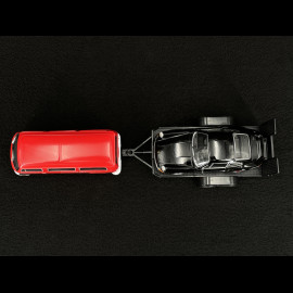 Set mit Porsche 911 Carrera RS 2.7 1973 auf Anhänger und Volkswagen T2 Combi 1/38 Welly MAP01023025
