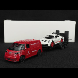 Set Porsche 911 GT3 RS Type 992 2023 on Trailer and Volkswagen ID Buzz Combi 1/38 Welly MAP01024025