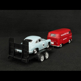 Set mit Porsche 356 auf Anhänger und Volkswagen T1 Combi 1/38 Welly MAP01022025