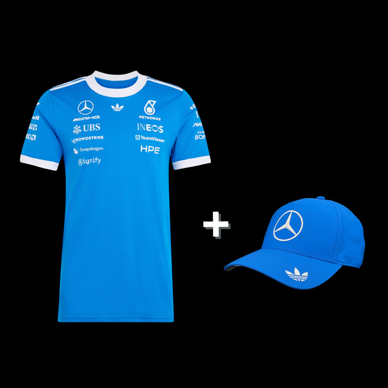 Mercedes T-Shirt und Mercedes-AMG Petronas F1 Team Cap Blau