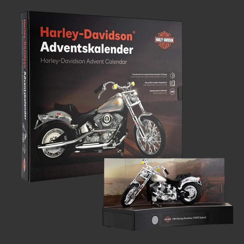 Harley Davidson Adventskalender FXST Softail 1984 Silber 1/24 Franzis 67284