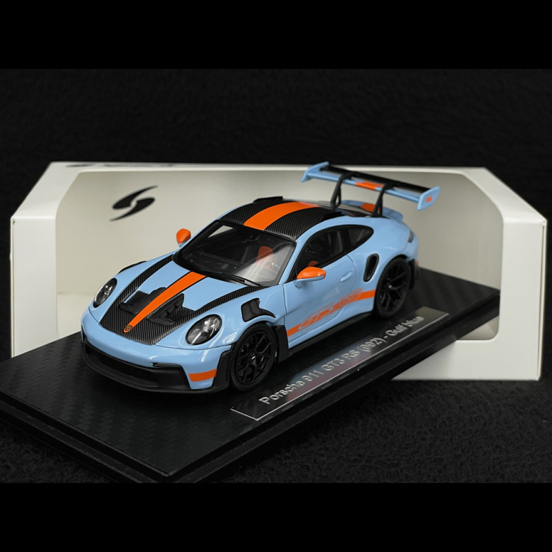 Porsche 911 GT3 RS Typ 992 2022 Weissach Package Gulf Blau / Orangefarbene Streifen RS Selection x Spark 1/43 43RSF001