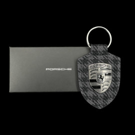 Porsche Schlüsselanhänger Turbonite Wappen Pepita Grau / Schwarz WAP05065226WSA
