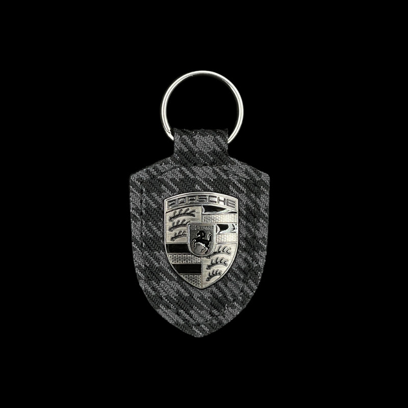 Porsche Schlüsselanhänger Turbonite Wappen Pepita Grau / Schwarz WAP05065226WSA