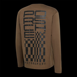 Porsche T-Shirt Langarm Motorsport Raceborn Dunkelbraun WAP91026MSF - Unisex