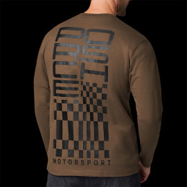 Porsche T-Shirt Langarm Motorsport Raceborn Dunkelbraun WAP91026MSF - Unisex
