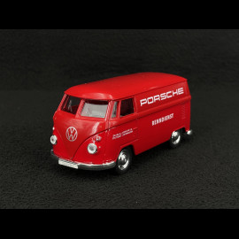 Trio Set Porsche 356 B 1961 / 911 Carrera RS 2.7 1973 and 911 GT3 RS 2023 on trailer with Volkswagen Combi 1/38 Welly