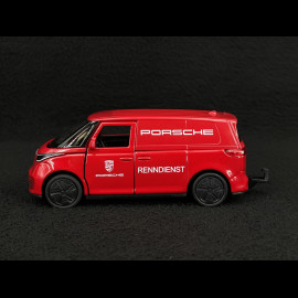 Trio Set Porsche 356 B 1961 / 911 Carrera RS 2.7 1973 and 911 GT3 RS 2023 on trailer with Volkswagen Combi 1/38 Welly