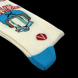 Inspiration Michel Vaillant Socken Dem Gesichtslosen Fahrer / Beige / Blau / Rot - Unisex - Größe 41/46