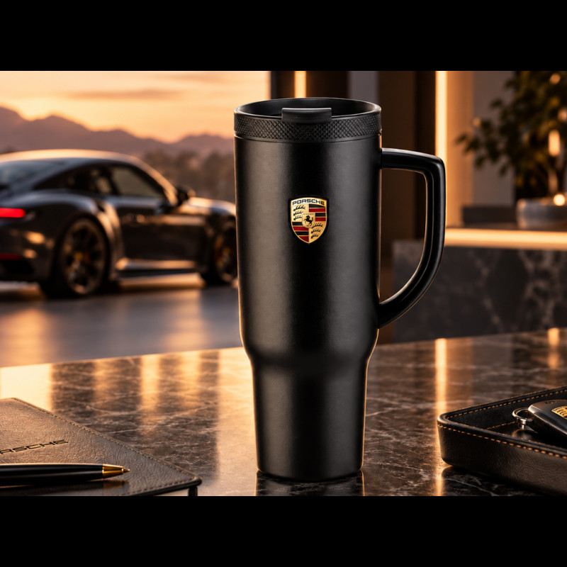 Porsche Becher Wappen Thermosflasche Mattschwarz WAP05010126STL