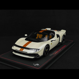 Ferrari 849 Testarossa 2025 Bianco Italia / Giallo Ambra Streifen 1/18 BBR Models P18275C