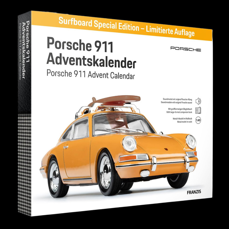 Porsche Advent Calendar 911 Type 901 1963 with Surfboard Champagne Yellow 1/43 Franzis 67263