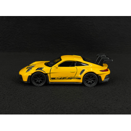 Porsche 911 GT3 RS Type 992 2022 Signal Yellow / Black Stripes Friction Toy 1/38 Welly MAP01099224
