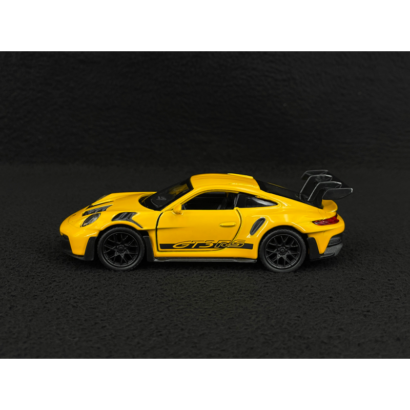 Porsche 911 GT3 RS Typ 992 2022 Signalgelb / Schwarze Streifen Reibungsspielzeug 1/38 Welly MAP01099224