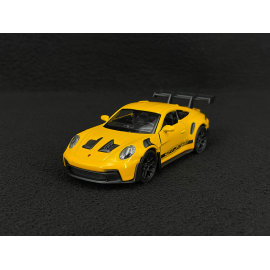 Porsche 911 GT3 RS Type 992 2022 Signal Yellow / Black Stripes Friction Toy 1/38 Welly MAP01099224