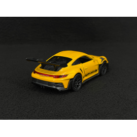 Porsche 911 GT3 RS Type 992 2022 Signal Yellow / Black Stripes Friction Toy 1/38 Welly MAP01099224