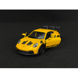 Porsche 911 GT3 RS Typ 992 2022 Signalgelb / Schwarze Streifen Reibungsspielzeug 1/38 Welly MAP01099224