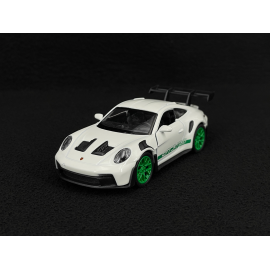 Porsche 911 GT3 RS Type 992 2022 White / Python Green Stripes Friction Toy 1/38 Welly MAP01099224