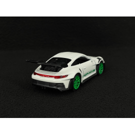 Porsche 911 GT3 RS Typ 992 2022 Weiß / Pythongrün Streifen Reibungsspielzeug 1/38 Welly MAP01099224