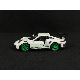Porsche 911 GT3 RS Typ 992 2022 Weiß / Pythongrün Streifen Reibungsspielzeug 1/38 Welly MAP01099224