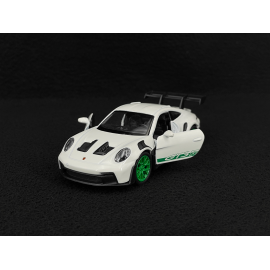 Porsche 911 GT3 RS Type 992 2022 White / Python Green Stripes Friction Toy 1/38 Welly MAP01099224