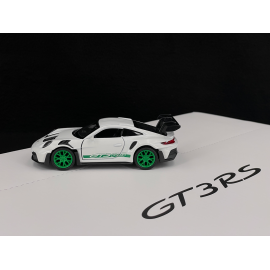 Porsche 911 GT3 RS Typ 992 2022 Weiß / Pythongrün Streifen Reibungsspielzeug 1/38 Welly MAP01099224