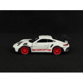 Porsche 911 GT3 RS Type 992 2022 White / Guards Red Stripes Friction Toy 1/38 Welly MAP01099224