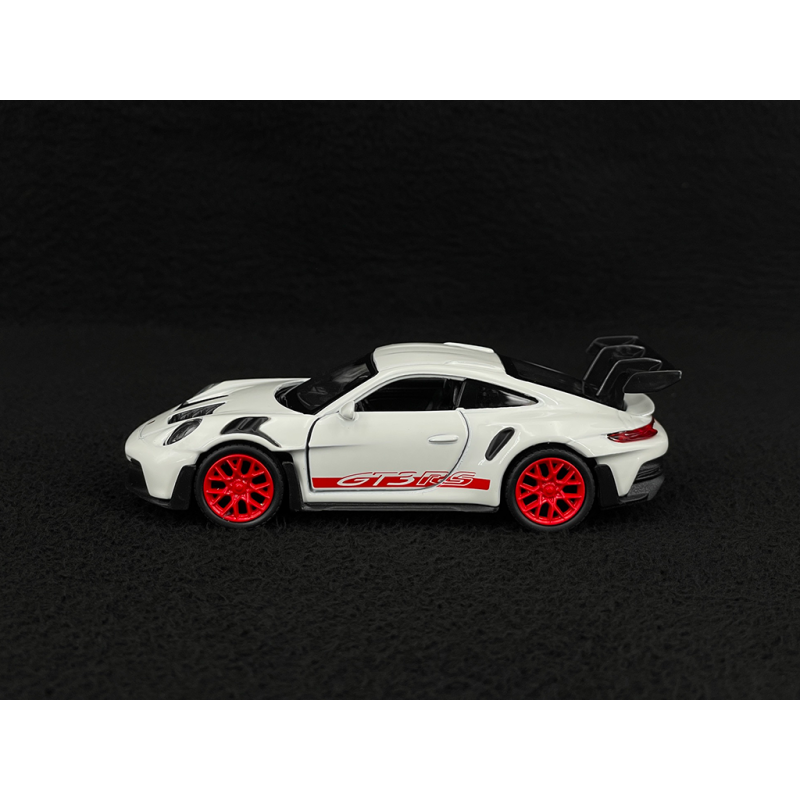 Porsche 911 GT3 RS Typ 992 2022 Weiß / Indischrot Streifen Reibungsspielzeug 1/38 Welly MAP01099224