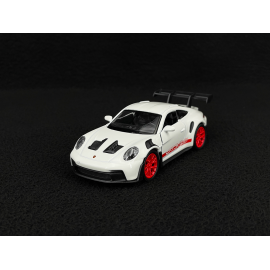 Porsche 911 GT3 RS Typ 992 2022 Weiß / Indischrot Streifen Reibungsspielzeug 1/38 Welly MAP01099224