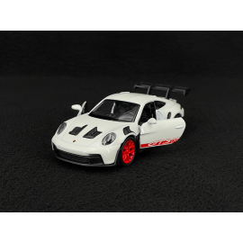 Porsche 911 GT3 RS Typ 992 2022 Weiß / Indischrot Streifen Reibungsspielzeug 1/38 Welly MAP01099224