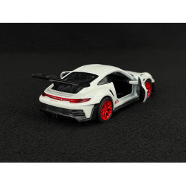 Porsche 911 GT3 RS Typ 992 2022 Weiß / Indischrot Streifen Reibungsspielzeug 1/38 Welly MAP01099224