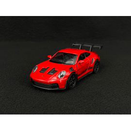 Porsche 911 GT3 RS Typ 992 2022 Indischrot / Schwarze Streifen Reibungsspielzeug 1/38 Welly MAP01099224