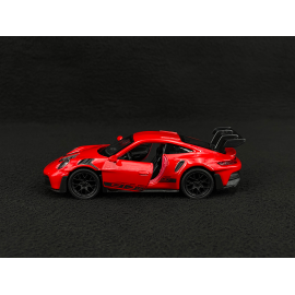 Porsche 911 GT3 RS Typ 992 2022 Indischrot / Schwarze Streifen Reibungsspielzeug 1/38 Welly MAP01099224