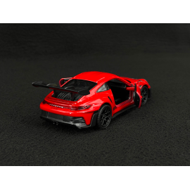 Porsche 911 GT3 RS Typ 992 2022 Indischrot / Schwarze Streifen Reibungsspielzeug 1/38 Welly MAP01099224