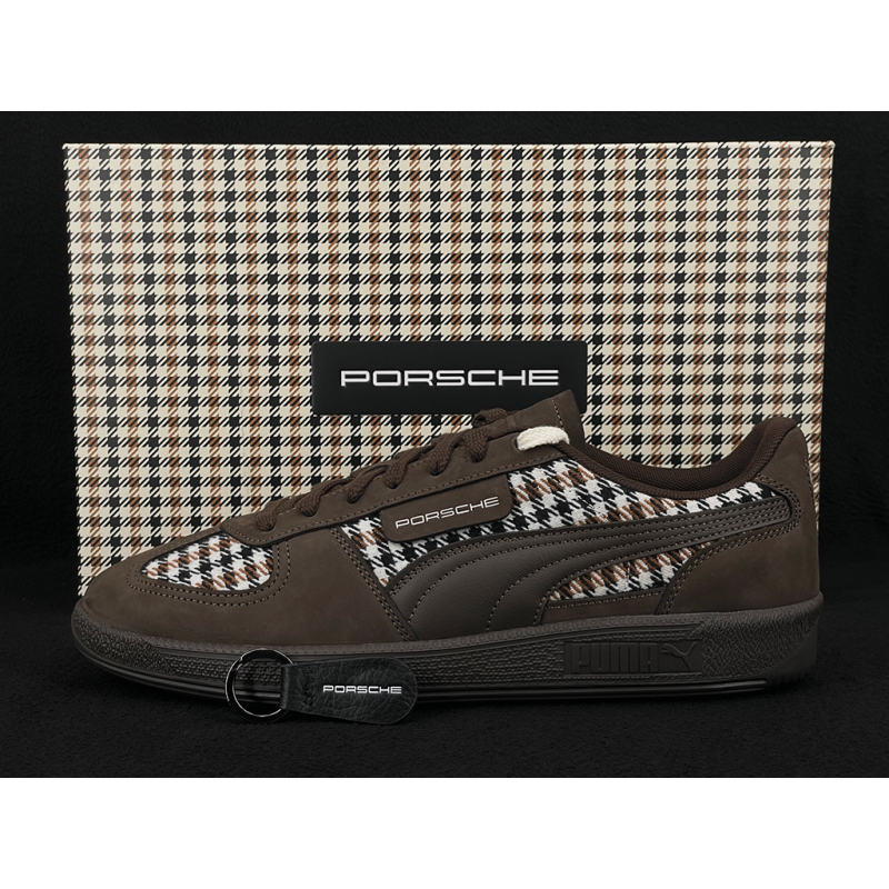 Porsche 911 Shoes Palermo Puma Pepita Brown with Keyring WAP15526PAL - unisex