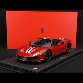 Ferrari 488 Pista 2018 Rosso Corsa / Silber Streifen / Carbon Felgen 1/18 BBR Models P18145A6