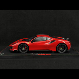 Ferrari 488 Pista 2018 Rosso Corsa / Silber Streifen / Carbon Felgen 1/18 BBR Models P18145A6