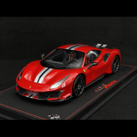 Ferrari 488 Pista 2018 Rosso Corsa / Silber Streifen / Carbon Felgen 1/18 BBR Models P18145A6
