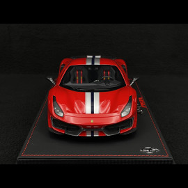 Ferrari 488 Pista 2018 Rosso Corsa / Silber Streifen / Carbon Felgen 1/18 BBR Models P18145A6