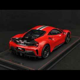 Ferrari 488 Pista 2018 Rosso Corsa / Silver Stripe / Carbon Rims 1/18 BBR Models P18145A6