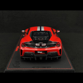 Ferrari 488 Pista 2018 Rosso Corsa / Silber Streifen / Carbon Felgen 1/18 BBR Models P18145A6