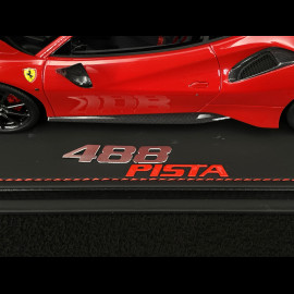 Ferrari 488 Pista 2018 Rosso Corsa / Silber Streifen / Carbon Felgen 1/18 BBR Models P18145A6