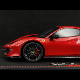 Ferrari 488 Pista 2018 Rosso Corsa / Silber Streifen / Carbon Felgen 1/18 BBR Models P18145A6